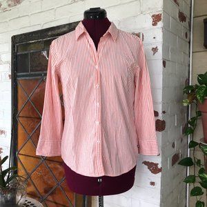 Izod Orange & White Long Sleeve Button Up Shirt
